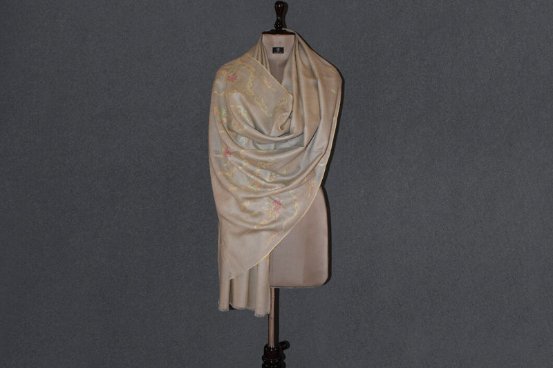 Cashmere embroidered stole 28x80 inch