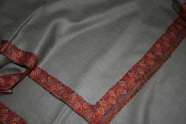 embroidered pashmina natural shawl 40X80 inch