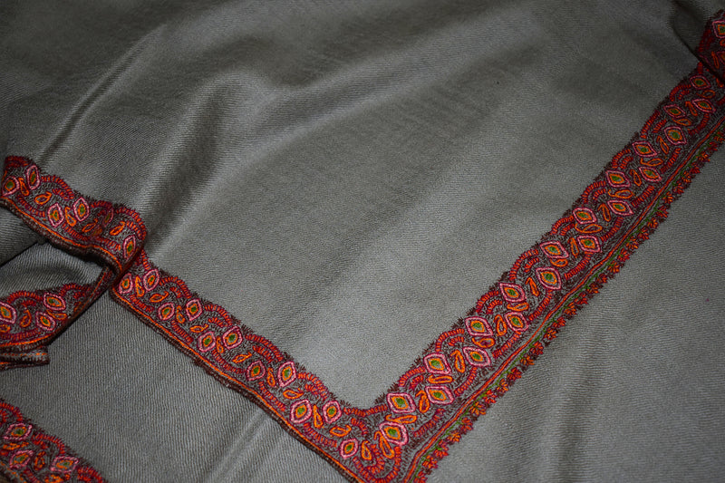 embroidered pashmina natural shawl 40X80 inch
