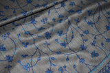 Embroidered fine wool stole 28x80 inch