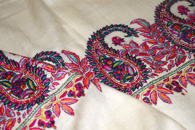 Pashmina Hand embroidered palla shawl 40"x80"