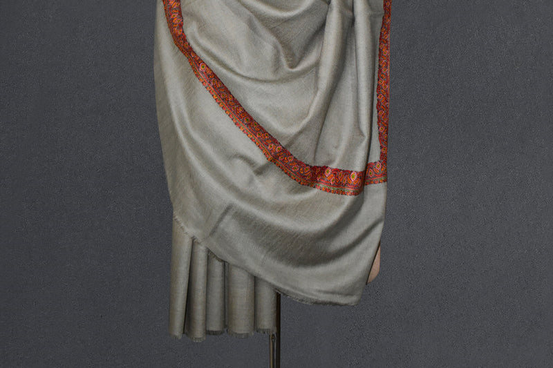 embroidered pashmina natural shawl 40X80 inch