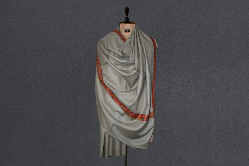 embroidered pashmina natural shawl 40X80 inch