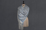 Embroidered fine wool stole 28x80 inch