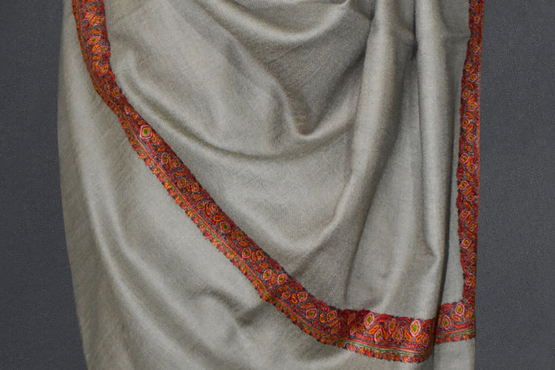 embroidered pashmina natural shawl 40X80 inch