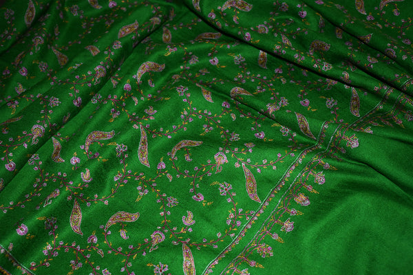 embroidered pashmina green jali shawl 40X80 inch