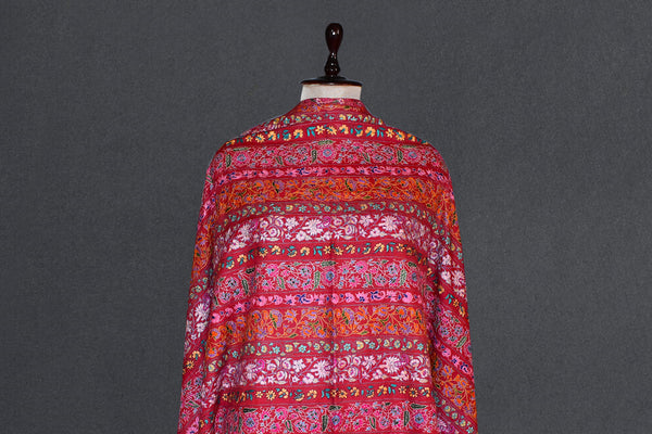 Pashmina handmade hand embroidered red shawl