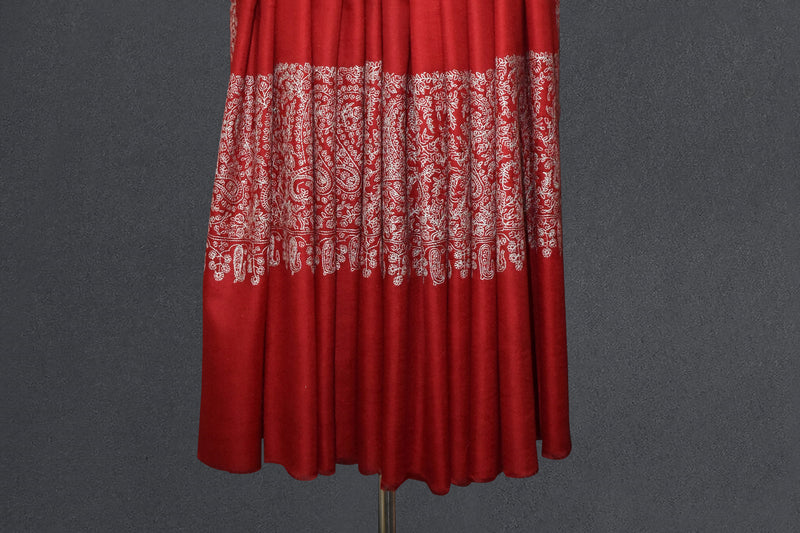Pashmina Hand maroon embroidered shawl 40"x80"