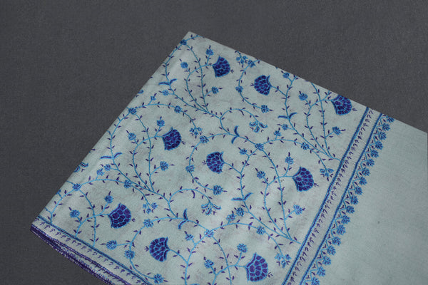 cashmere embroidered fine wool stole 28x80 inch