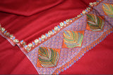 Pashmina Hand embroidered dour red shawl 40"x80"