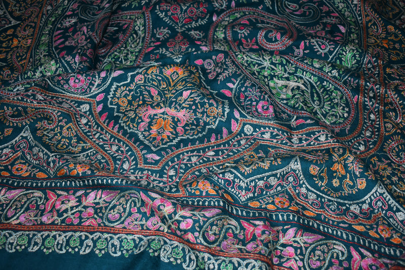 Pashmina hand embroidered shawl 40x80 inch