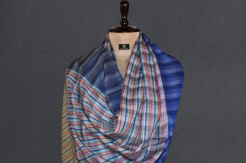 Pashmina check stole handwoven 28x80 inch