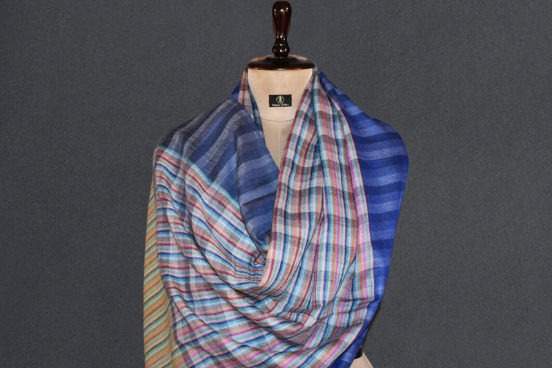 Pashmina check stole handwoven 28x80 inch