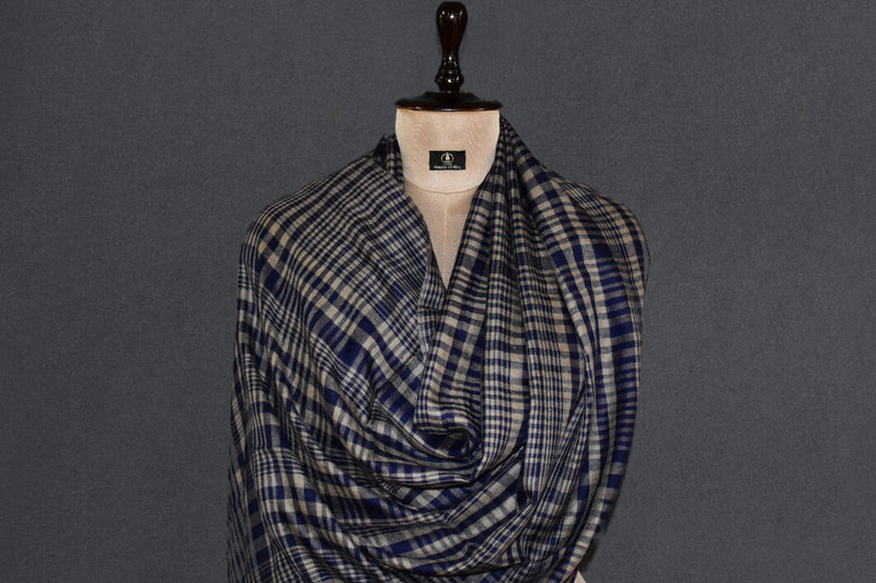 Pashmina check stole handwoven 28x80 inch