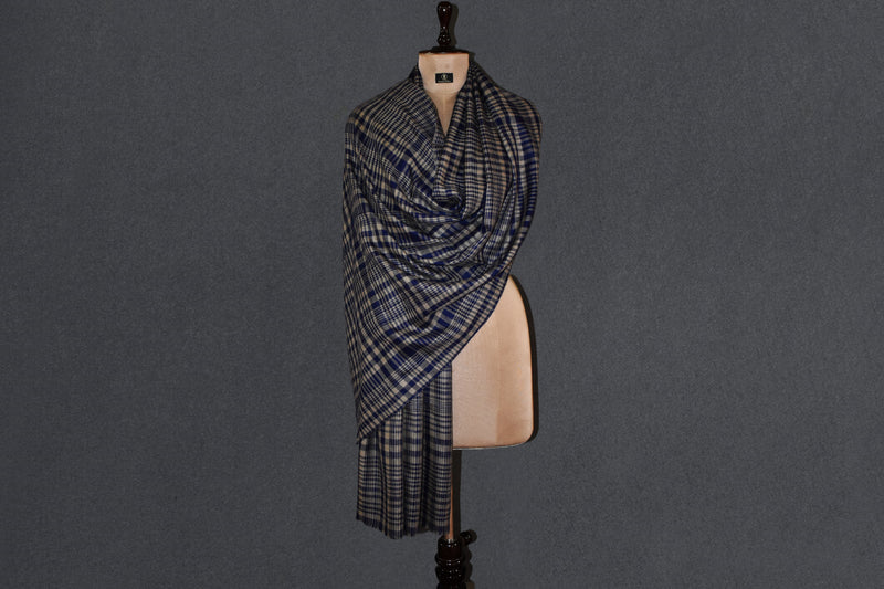 Pashmina check stole handwoven 28x80 inch