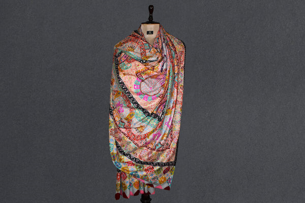 Pashmina kalamkari hanmade shawl 45x85 inch