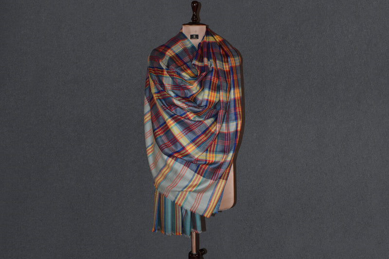 Handwoven pashmina check shawl 40x80 inch