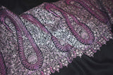 Pashmina Hand embroidered paldar black shawl 40"x80"