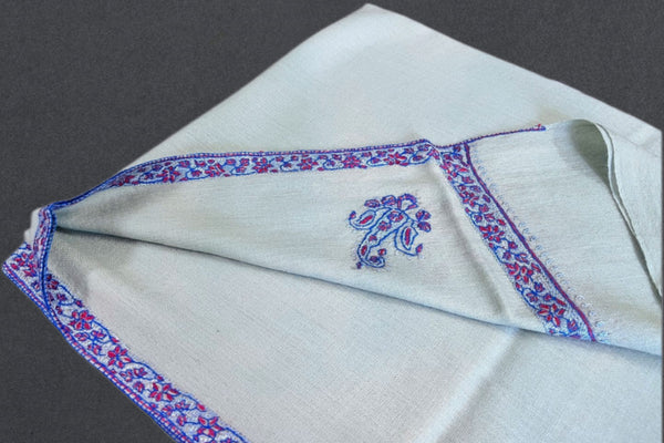 cashmere embroidered fine wool stole 28x80 inch