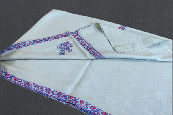 cashmere embroidered fine wool stole 28x80 inch