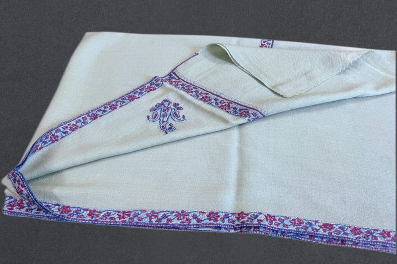 cashmere embroidered fine wool stole 28x80 inch