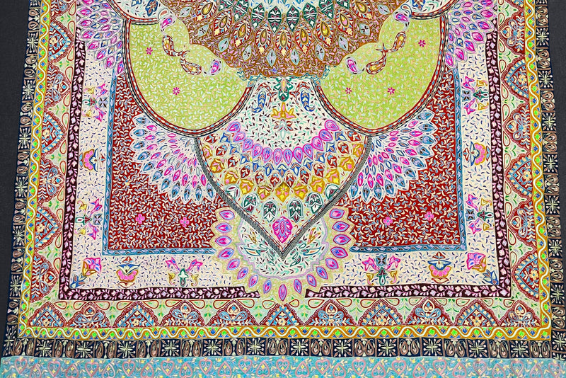 Pashmina kalamkari hanmade shawl 45x85 inch mehrab