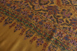 Pashmina kalamkari hand Embroidered shawl mustard 45x90 inch