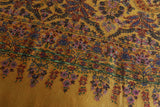 Pashmina kalamkari hand Embroidered shawl mustard 45x90 inch