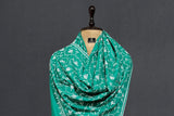 Pashmina embroidered green stole 28x80 inch