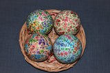 handpainted christmas ornaments papier machie 3" Balls assorted set of 8pcs