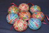 handpainted christmas ornaments papier machie 3" Balls assorted set of 8pcs