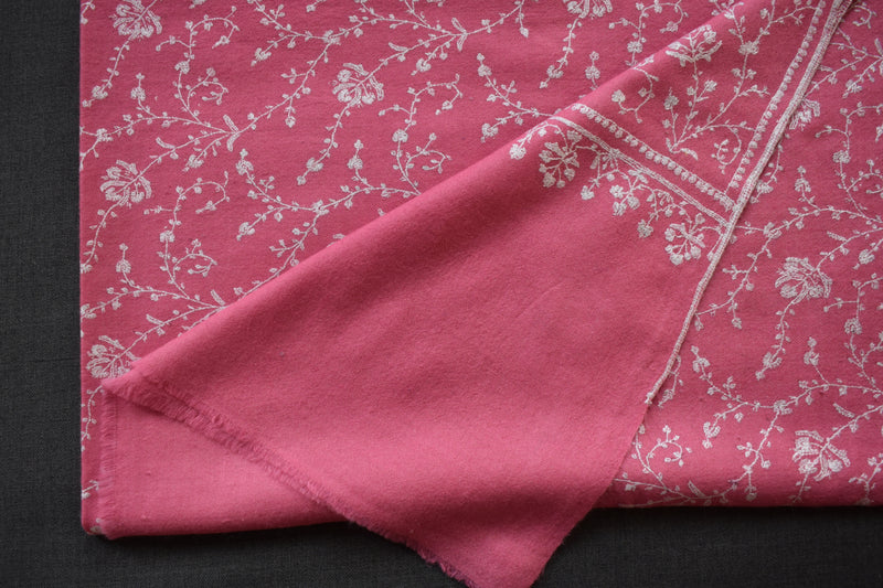 Pashmina embroidered stole jalli pink 28x80 inch
