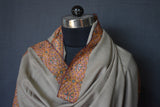 embroidered pashmina dordar shawl 40X80 inch natural