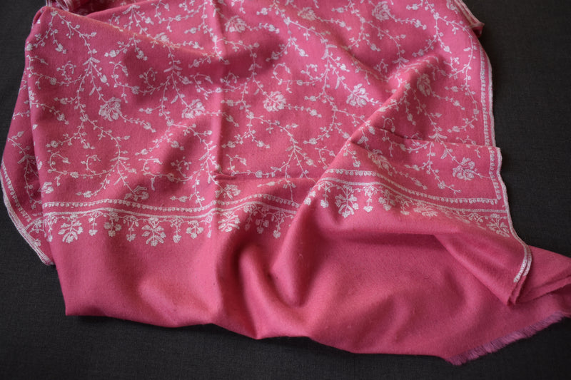 Pashmina embroidered stole jalli pink 28x80 inch