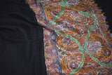 large size Hand embroidered pashmina shawl 43X86 inch  Black paldar