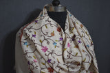 Embroidered stole fine wool 28x80 inch