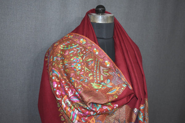 Hand embroidered pashmina shawl 40X80 inch