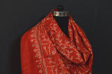 Pashmina embroidered red stole 28x80 inch