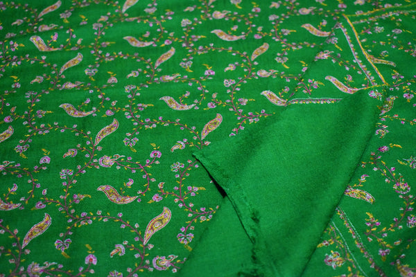 embroidered pashmina green jali shawl 40X80 inch