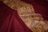 Hand embroidered pashmina shawl maroon 40X80 inch