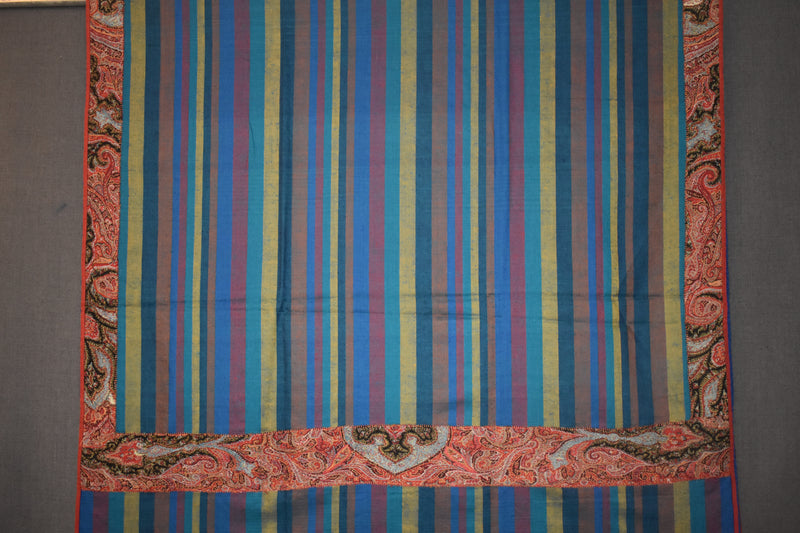 Antique pashmina trim shawl 40x80 inch