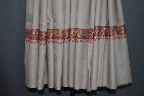 Fine wool Embroidered shawl beige 40x80 inch
