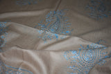 Embroidered stole fine wool 28x80 inch