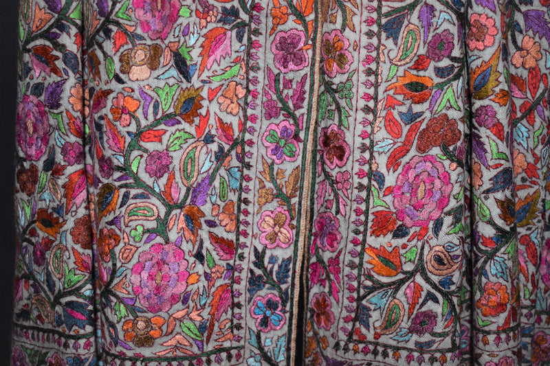embroidered pashmina white jamma shawl 40X80 inch