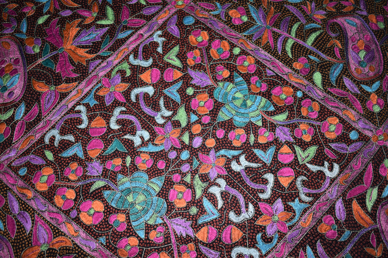 embroidered pashmina black jamma shawl 40X80 inch
