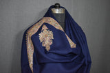 Embroidered shawl fine wool blue 40x80 inch