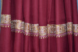 Embroidered shawl fine wool maroon 40x80 inch