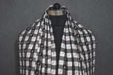 Embroidered fine wool check shawl 40x80 inch