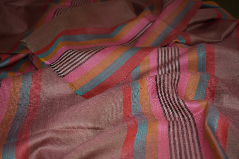 Hand woven pashmina stripe shawl 40x80 inch