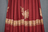 Embroidered shawl fine wool maroon 40x80 inch